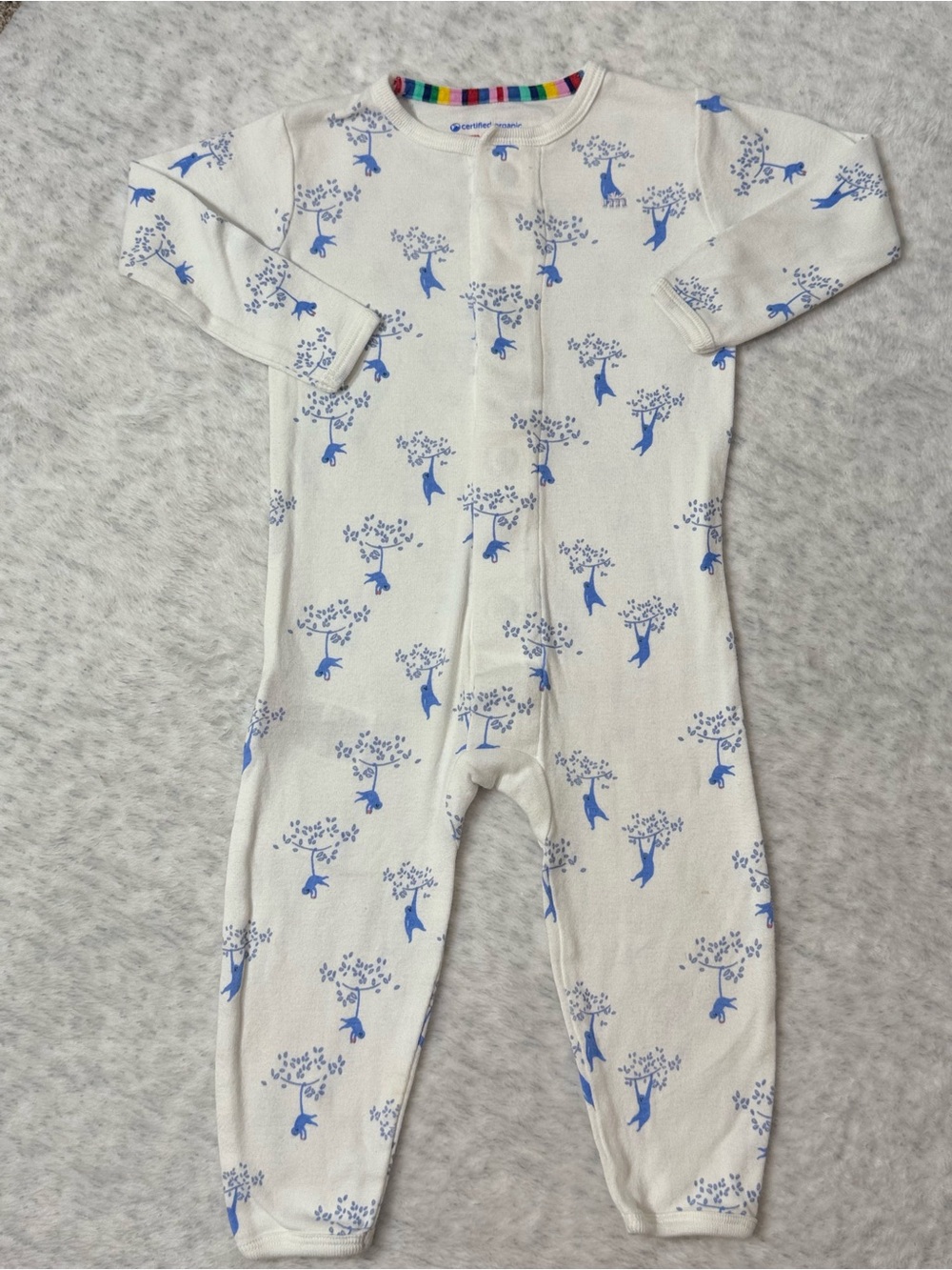 Magnetic Me Blue Monkey Tree Footie Sleeper 9-12M Baby Organic Cotton Jungle